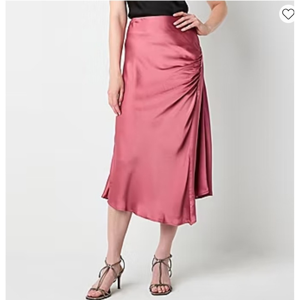 Romantic‎ Whimsigoth Pink Satin Midi Skirt Festival Cottage Size 10 Feminine